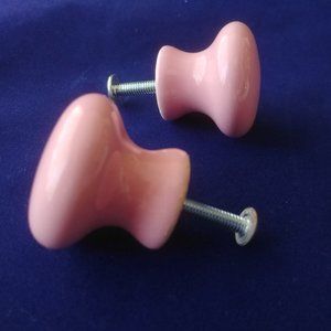 vintage Set of 23 Pink Cabinet & Drawer Knobs ceramic handles pulls modern